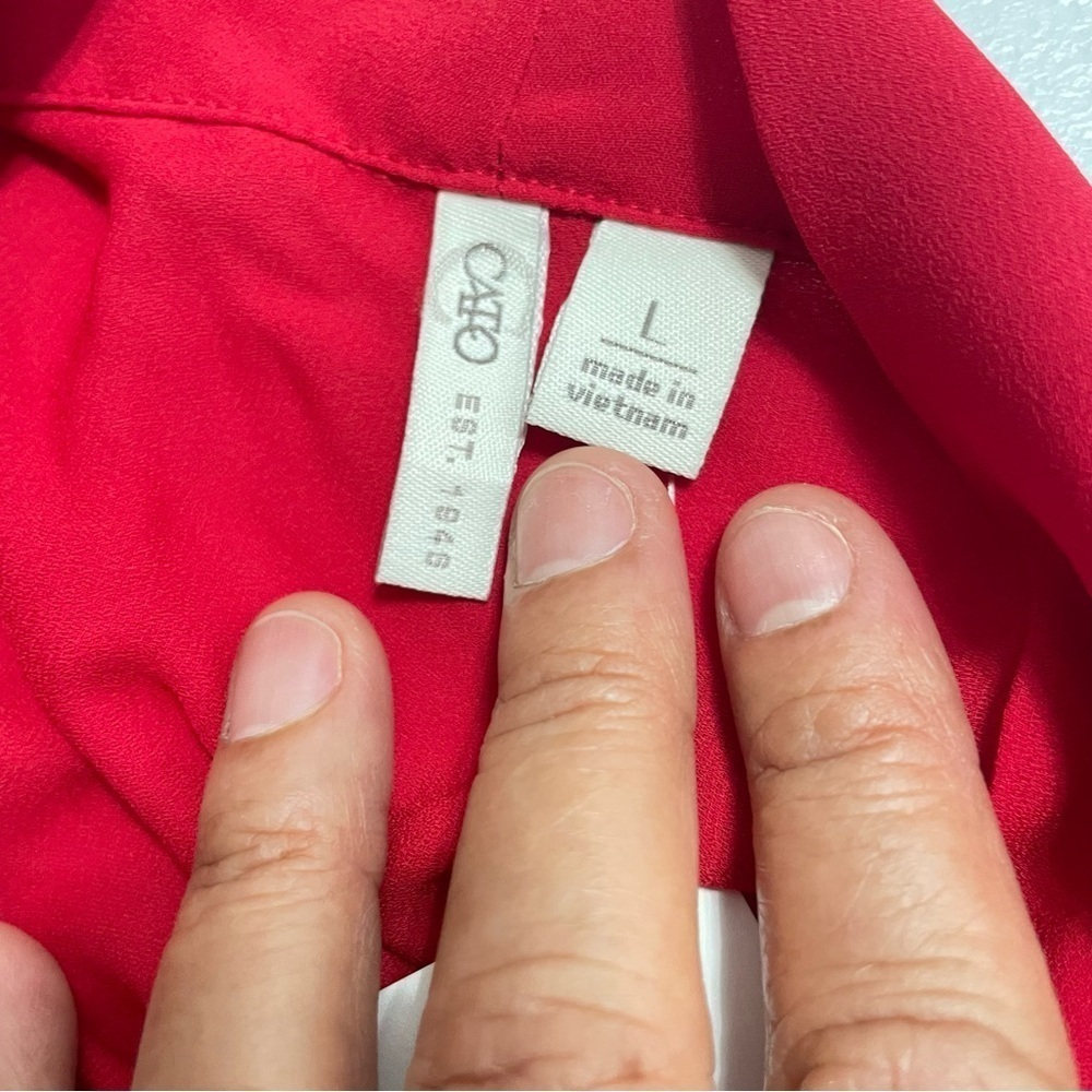 Cato Est. 1946 Red Bow Drop and accordion bell sleeves
Blouse/ Top Size L - Picture 8 of 13